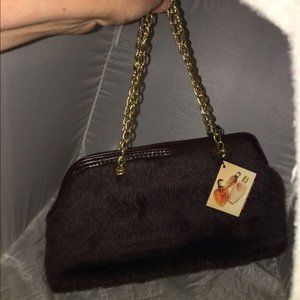 Victoria’s Secret VINTAGE furry brown handbag purse NWT